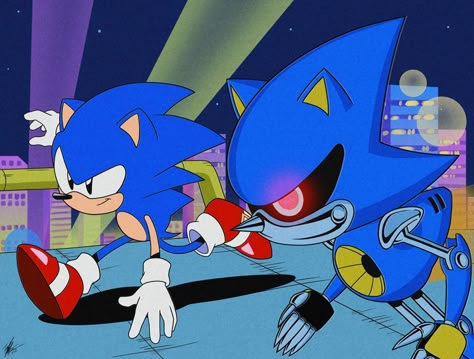 Sonic The Hedgehog Art, Metal Sonic, Sonic Fanart, Classic Sonic, Sonic Heroes, Blue Hedgehog, Hedgehog Art, Sonic Adventure, Retro Videos