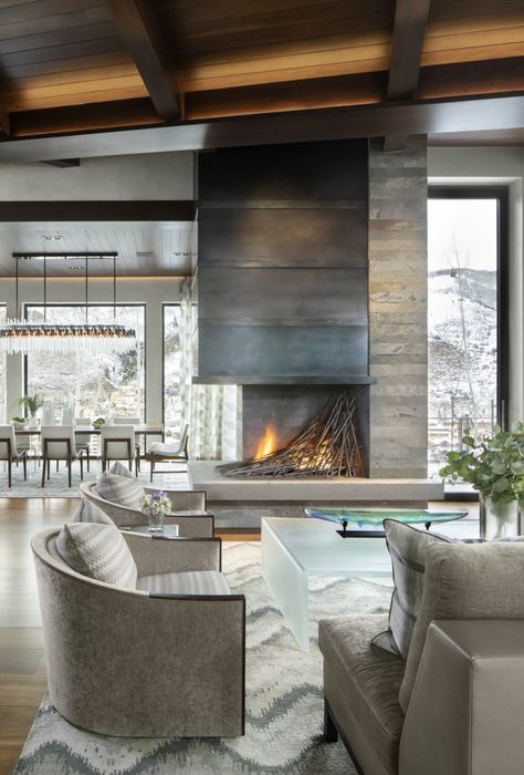 From technology boosts in every room to spaces built to go the distance, these are the residential trends of the future. #homedesign #designtrends #fireplace #luxuryhome Mountain Home Interiors, Modern Mountain Home, Mountain Living, Modern Mountain, Colorado Homes, Home Fireplace, Modern Fireplace, Mountain Home, Fireplace Design