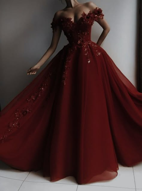 Wine Red Debut Gown, Red Princess Gown Royalty, Red Prom Gown Princesses, Red Royal Dresses Princesses, Burgundy Quince Dresses Quinceanera, Red Princess Prom Dress, Red Prom Dress Princess, Royal Ball Prom Dress, Red Ball Gown Aesthetic