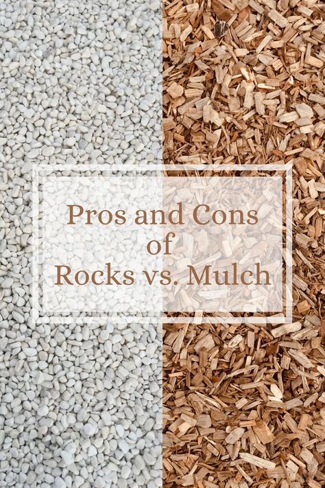 Rocks Vs Mulch Landscaping, Mulch Or Rock Landscaping, Rock Landscape Front Yard, How To Landscape With Rocks, Rock Vs Mulch Landscaping, Backyard Mulch Ideas, Best Mulch For Landscaping, Mulch Garden Path, Mulch Around House