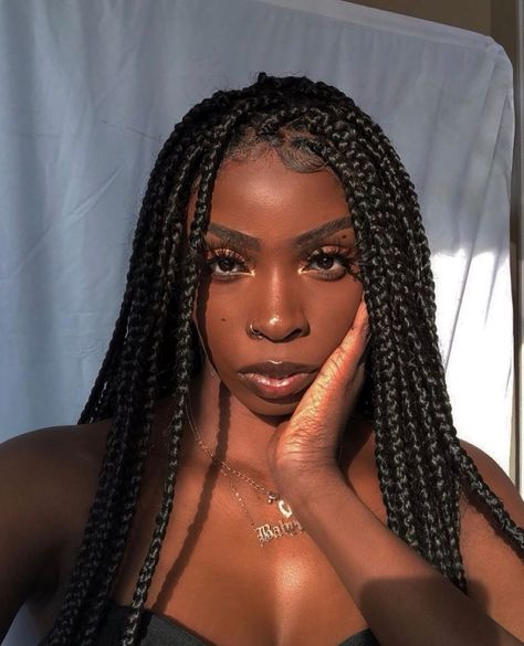 27+ Beautiful Box Braid Hairstyles For Black Women + Feed-In Knotless Braids Protective Style - Hello Bombshell! Box Braids Brown, Coily Hair Styles, Colored Box Braids, Skunk Stripe, Cornrows Styles, Short Box Braids, Jumbo Box Braids, Box Braids Hairstyles For Black Women, Black Friday Sales