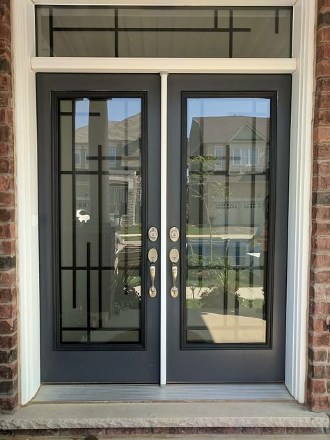 Wrought – ZEY – A1 Glass Inserts Glass Door With Grill Design, Main Window Glass Design, Glass Gate Design Modern, Main Door Window Glass Design, Window Glass Design Modern, Glass Door Design Modern, Glass Designs For Windows, Windows Grill Design, Glass Window Design