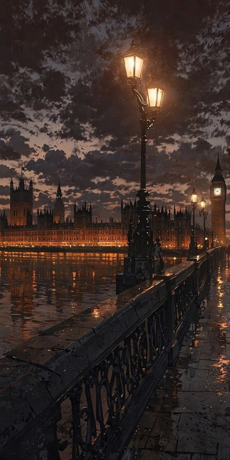 Dark Background Landscape, London Wallpaper Aesthetic, Dark City Wallpaper, London City Photography, City Landscape Wallpaper, Dark Scenery, Pretty Landscapes, Cool Wallpapers Art, Dreamy Art