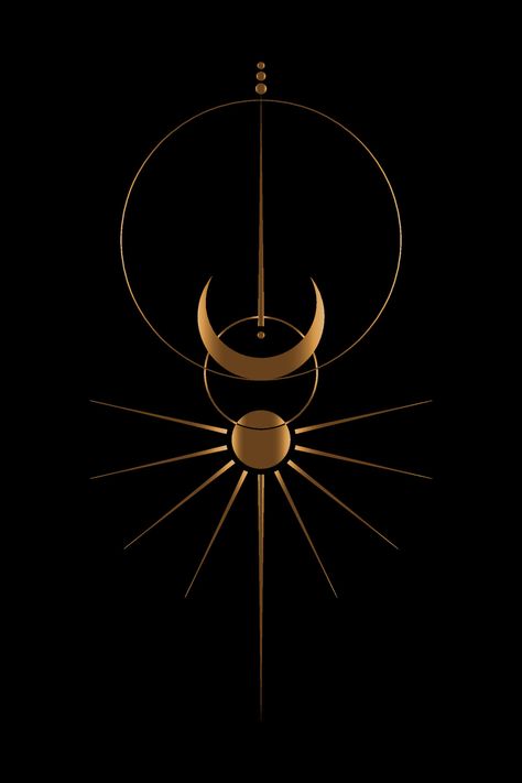 Astrology Goddess Tattoo, Sun And Moon Contrast Art, Gold Logos Ideas, Sacred Feminine Symbol, Moon And Sun Symbol, Sun Design Graphics, Tattoo Of Sun, Gold Moon Aesthetic, Cool Symbols Design