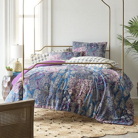 Tracy Porter Bedding, Fun Comforter Sets, Van Asthetic, Jewel Tone Bedding, Purple Green Bedroom, Amber Bedroom, Comfy Cozy Home, Purple Bedroom Decor, Purple Comforter