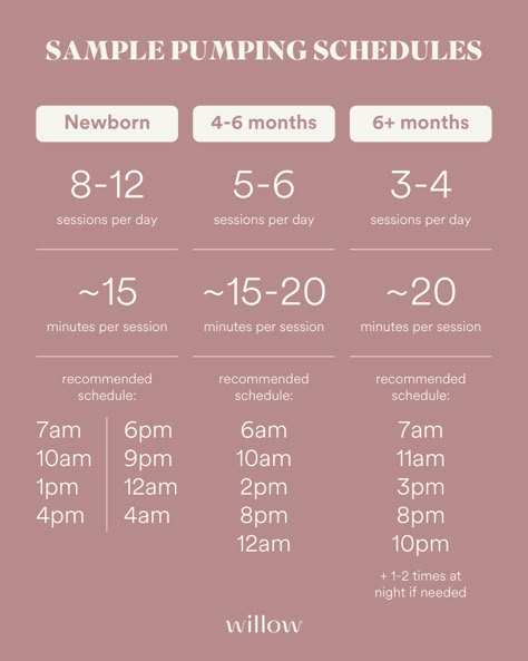 The Willow Guide To Exclusive Pumping Schedules Momcozy M5 Settings, Baby Charts For New Moms, Baby Charts, Pumping And Breastfeeding Schedule, First Time Mom Tips, Exclusive Pumping, Pumping Schedule, Newborn Schedule, Baby Routine