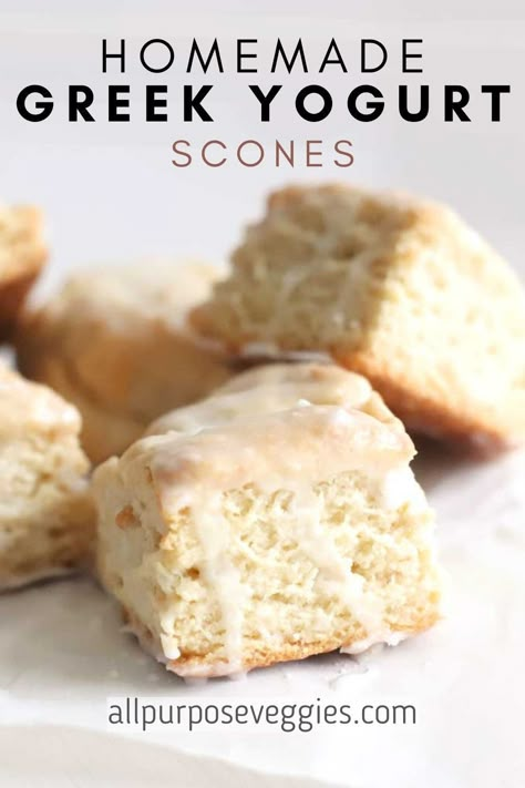 Light, Fluffy, and Deliciously Tangy, these Greek Yogurt Scones are here to revolutionize your breakfast game. With a unique tangy twist that comes from the addition of Greek yogurt and cornstarch to lighten up the texture, these light, fluffy, and oh-so-delicious scones are a perfect treat for breakfast, brunch or any time you need a little pick-me-up.  #scones #breakfastideas #veganbaking #healthybaking #greekyogurt Light Scones Recipe, Yogurt Scones Easy Recipes, Greek Yogurt Scones Easy Recipes, Yoghurt Scones Recipe, What To Do With Yogurt Recipes, Greek Yogurt Scones Healthy, Scones With Greek Yogurt, Healthy Scones Recipe Greek Yogurt, Using Greek Yogurt In Recipes