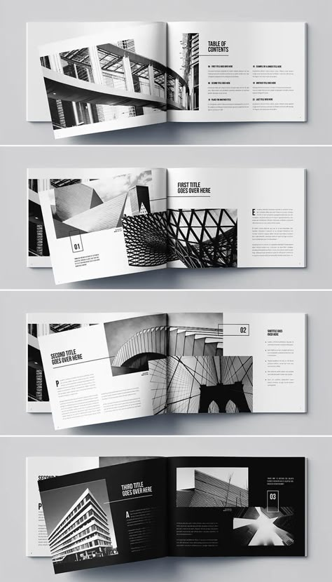 Minimal Black & White Architecture Brochure Template InDesign - 28 Custom Pages Booklet Design Layout, Portfolio D'architecture, Architecture Portfolio Template, Design De Configuration, Architecture Brochures, Portfolio Photo, Photobook Design, White Architecture, 포트폴리오 레이아웃