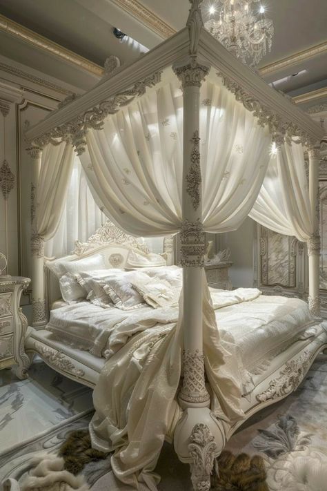 Royal Luxury Bedroom Design, King Size Bed Designs, Bed Design Modern Luxury, Mansion Bedroom, Royal Room, Royal Bedroom, Fall Bedroom Ideas, Bed Design Ideas, Big Bed