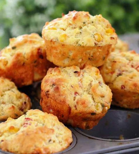 Healthy Savoury Muffins, Savory Muffins Recipes, Bacon Muffins, Savoury Muffins, Cheesy Ham, Corn Cheese, Pie Maker, Tin Recipes, Muffins Recipes