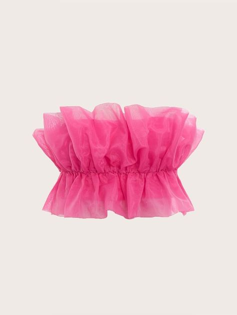 Free Returns ✓ Free Shipping On Orders $49+ ✓. SHEIN Ruffle Hem Organza Tube Top- Women Tops at SHEIN. Pink Tube Top, Ruffle Tube Top, Mode Rose, Look Rose, Catty Noir, Taylor Swift Tour Outfits, Hot Pink Tops, Organza Top, Shein Icon