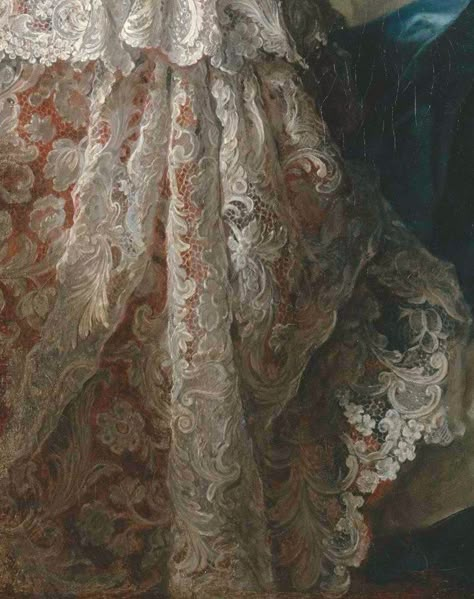 Lace detail from the boudoir in the painting “Madame Marsollier and Her Daughter” by Jean Marc Nattier (1749) Lace Painting, Painting Details, Jean Marc, Art Details, Linens And Lace, Detail Art, Antique Lace, Historical Fashion, Vintage Lace