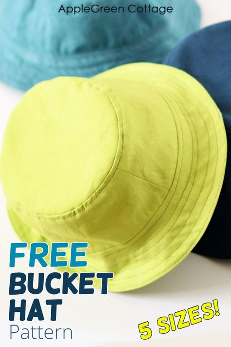 Afternoon Bucket Hat Pattern, Free Sewing Patterns Bucket Hat, Sew Bucket Hat Patterns, Bucket Hat Pdf, Childrens Bucket Hat Free Pattern, Hat Diy Sewing, Bucket Hats Diy, Diy Denim Bucket Hat, Baby Bucket Hat Pattern Free