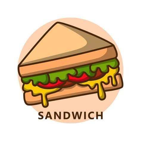 Sandwich breakfast menu illustration cartoon. food and drink logo. Homemade meal icon Sandwich Cartoon Drawing, Drawing Of Sandwich, Cute Sandwich Drawing, Sandwich Illustration Drawing, Sandwich Logo Design Ideas, Sandwich Drawing Simple, Sandwich Drawing Easy, Sandwiches Illustration, Sandwich Doodle