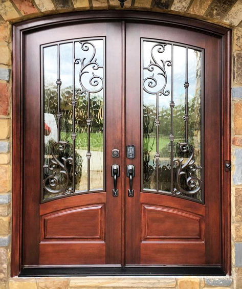 Iron Doors | Masterpiece Doors | Custom Composite Entry Doors Main Enterence Double Door Design, Double Front Entry Doors Rounded, Wooden Double Front Doors Entrance Solid Wood, Double Door Entryway Solid Wood, Wooden Double Door Entrance Us Door & More Inc, Custom Entry Doors, Double Door Entryway, Wrought Iron Front Door, Double Door Entrance