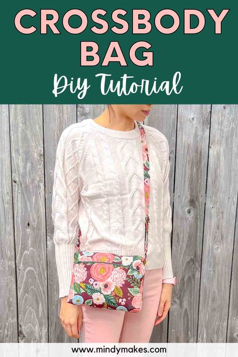 How to Sew a Crossbody Bag (Free Pattern) - MindyMakes Easy Cross Body Bag Pattern Free, Cross Body Bag Pattern Free, Crossbody Purse Patterns, Crossbody Bag Tutorial, Crossbody Bag Diy, Simple Crossbody Bag, Bag Free Pattern, Purse Patterns Free, Cross Body Bag Pattern