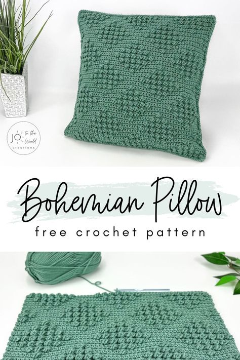 Bohemian Pillow Covers, Free Crochet Throw Pillow Pattern, Crochet European Pillow Cover, Lumbar Pillow Crochet Pattern, Beginner Crochet Pillow Cover, Puff Stitch Pillow, Pillow Chrocet, Crochet Pillow Cover Boho, Modern Crochet Projects Latest Trends