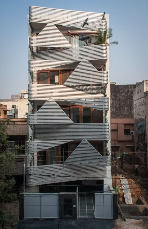 https://thearchitectsdiary.com/apartment-exterior-uses-aluminum-horizontal-facade-plan-loci/ Apartment Elevation Design, Apartment Elevation, Render Architecture, Apartments Exterior, Apartment Exterior, Facade Architecture Design, Residential Architect, Elevation Design, Apartment Architecture