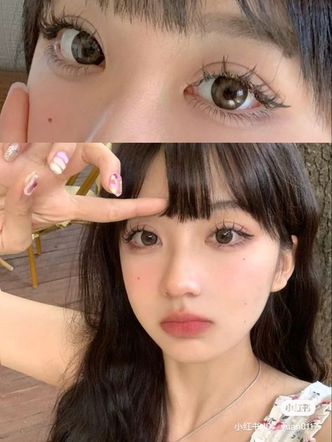 Vietnamese Makeup Looks, Everyday Makeup Asian, Cute Korean Makeup, Manhua Lashes, Anime Lashes, Chinese Makeup, Doll Eye Makeup, Korean Eye Makeup, Ulzzang Makeup