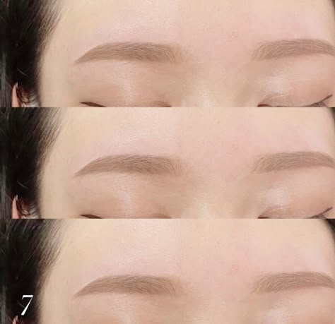 Korean Straight Brows, Eyebrow Tutorial Asian, Japanese Eyebrows Style, Korean Straight Eyebrows, Korean Eyebrows Shaping, Korean Brows, Asian Brows, Lighten Eyebrows, Japanese Eyebrows