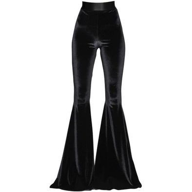 Black Velvet Clothes, Fit And Flare Pants, Wide Leg Flare Pants, Mens Stretch Jeans, Light Blue Ripped Jeans, Black Flares, Black Slim Pants, Flared Bottoms, Velvet Flare Pants