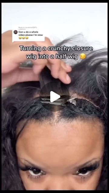 Braidstutorial on Instagram: "Turning a closure wig to a half wig. Go try on old wig👌 . How to order products: link in my bio or dm me with the picture 💗 . . . . . ————————————————————————————————————————————— 🥰Coupon code: Braidstutorial save $10 off ❤️In stock hair 24-48h fast shipping by DHL or FedEx 👏More hair & Gel & Brushes ect check bio link or DM me 📲whatsapp +1 305-204-3985/+86 15815804588 Email: Jessica@favhair.com . . . . . . . . . . . .  #wigs #hairpage #wigs #satisfyingvideos #explorepage #frontalwigs #braidponytail #njwigs #genieponytail #hairstylist #brooklynhairstylist #bkhairstylist #ponytailweave #ponytail #frontalsewin #preeverythingfrontalwig #gluelesswigs #gluelesswig #readytowearwig #readytowearwigs #wigs #customwigs #closurewigs #houstonwigs #lafrontals #lacewig Wig Behind Hairline, Braid Down For Wig, Flip Over Wig, Half Wig Hairstyles, Half Wig Hairstyles Black Women, Braids Under Wig, Glue In Weave, Half Wigs For Black Women, Closure Wig Install