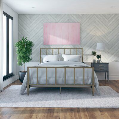 Modern Bedroom Design Photo by Wayfair Home Vegas Glam, Queen Metal Bed, Bold Bedroom, Condo Decor, Queen Panel Beds, Bedroom Wall Colors, Cushion Headboard, Upholstered Panel Bed, Corner Sofa Bed