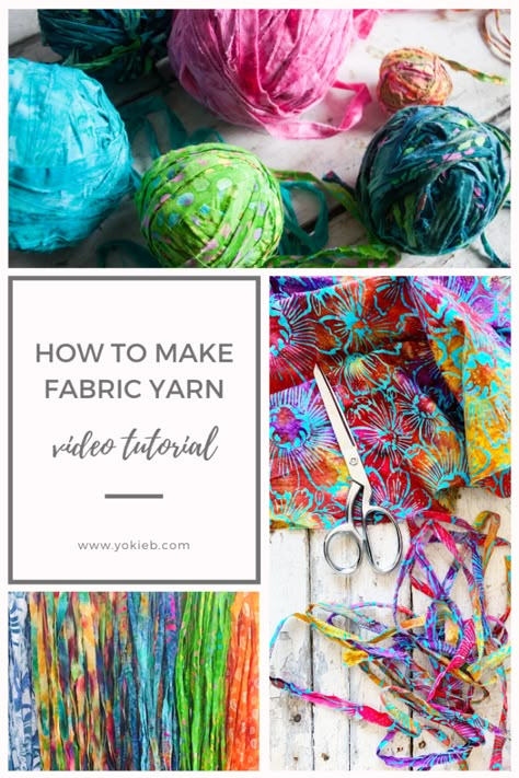 Scrap Fabric Yarn How To Make, Fabric Yarn How To Make, How To Make Yarn Out Of Fabric, Scrap Fabric Yarn, Making Yarn From Fabric, Recycled Yarn Projects, Fabric Twine Projects Ideas, Upcycled Fabric Projects, How To Make Yarn