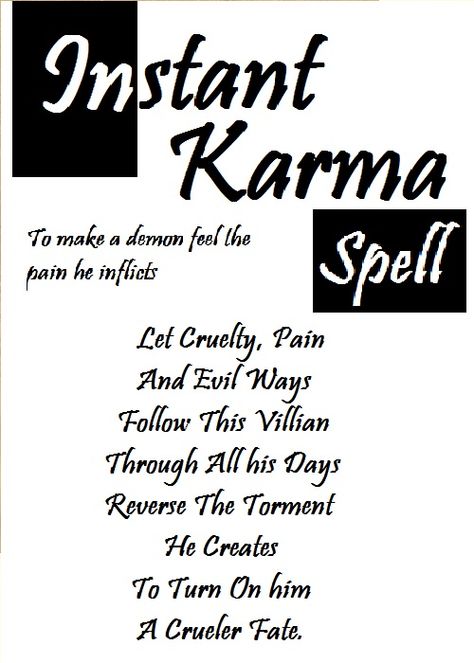 How Karma Works, Karma Spells Instant, Easy Karma Spells, Karma Witchcraft, Spells That Actually Work Karma, Spells For Karma, Karma Spells, Instant Karma Spell, Karma Spells Witchcraft