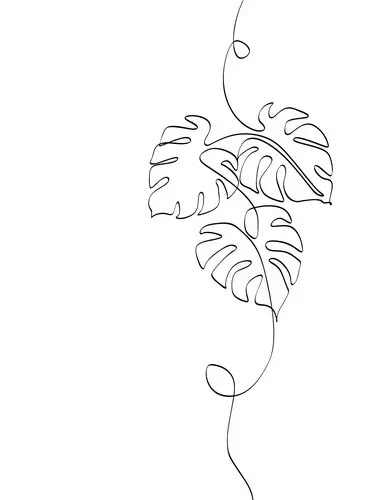 Tropical monstera leaves bush silhouette in line Vector Image Embroidery Designs Line Art, Houseplant Line Drawing, Monstera Plant Line Art, Tropical Leaves Drawing Simple, Tropical Leaf Line Art, Monstera Sketches, Tropical Line Drawing, Monstera Line Tattoo, Monstera Fine Line Tattoo