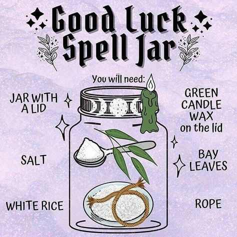 Good Luck Spell Jar, Luck Spell Jar, Good Luck Spell, Luck Spell, Wicca Recipes, Witchcraft Spells For Beginners, Good Luck Spells, Spells For Beginners, Jar Spells