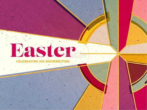 Easter Sermon Graphic, Easter Graphics Church, Glass Graphic Design, Easter Church Banners, Stained Glass Easter, Easter Graphic Design, Church Banners Designs, Colorful Backdrop, Church Branding