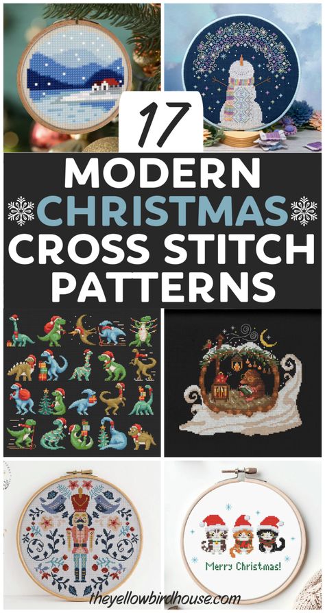 17 Beautiful and Modern Christmas Cross Stitch Patterns. Super fun DIY cross stitch designs to make for the Holidays. Christmas Animals, Houses, Landscapes and more! Contemporary Xmas Cross Stitch patterns for modern stitchers. Cross Stitch Designs Pattern Ideas, Cross Stitch Christmas Stockings Pattern Crossstitch, Dmc Cross Stitch Patterns Free, Crafts Using Clay, Free Cross Stitch Patterns To Download, Embroidery Ideas To Sell, Cross Stitch Patterns For Christmas, Christian Cross Stitch Patterns Free, Free Christmas Cross Stitch Patterns