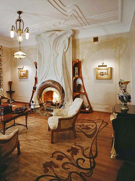 Moscow-art-nouveau-home Art Nouveau Living Room, Art Nouveau House, Design Camino, Art Nouveau Arquitectura, Arte Art Deco, Art Nouveau Interior, Nouveau Furniture, Art Nouveau Furniture, Nouveau Architecture