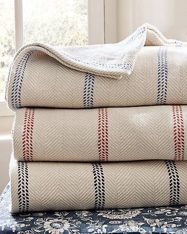 Classic Stripe Organic-Cotton Woven Blanket or Throw Tan Striped Bedding, Cottage Bedding Ideas, Herringbone Throw Blanket, Stripe Blanket, Salt Room, Striped Blanket, Herringbone Throw, Organic Cotton Bedding, Striped Bedding