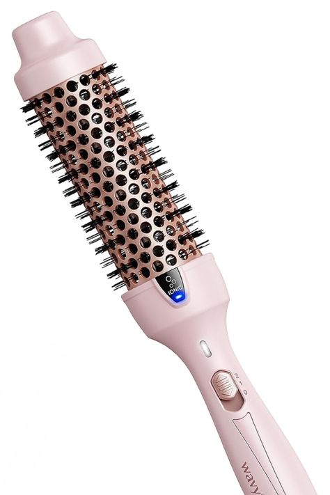 Create Blowout Look - Wavytalk 1.5 inch thermal brush with a ceramic barrel distributes heat evenly for medium to loose curls and waves that last. It's not a blow dryer. Harnessing the Power of Negative Ions - Equipped with negative ion function, our heated round brush will caress each strand of your hair with negative ions, locking in moisture and making your hair smoother, reducing frizz and tangles. It allows you to effortlessly create smooth and long-lasting curls. Hair Blowout Tool, Round Brush Blow Dryer, Blowout Hair Dryer, Thermal Round Brush, Thermal Hair Brush, Wavy Talk Thermal Brush, Thermal Brush Blowout, Wavytalk Thermal Brush, Blow Dry Round Brush