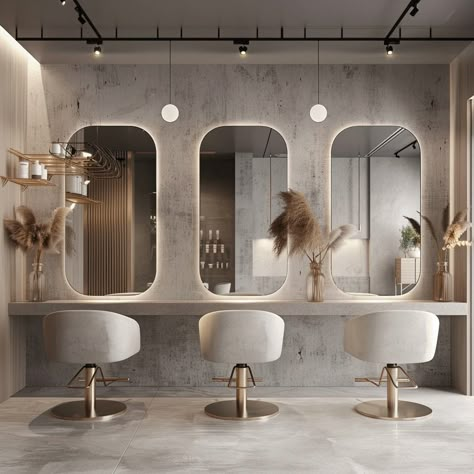 NEO BEAUTY SALON, BUCHAREST :: Behance House Salon Interior Design, Modern Salon Ideas Interior Design, Hair Salon Minimalist, Concrete Salon Design, Cosmetic Studio Interior Ideas, Minimalist Hair Salon Interior Design, Luxury Salon Interior Design Ideas, Minimal Salon Decor, Vintage Nail Salon Decor