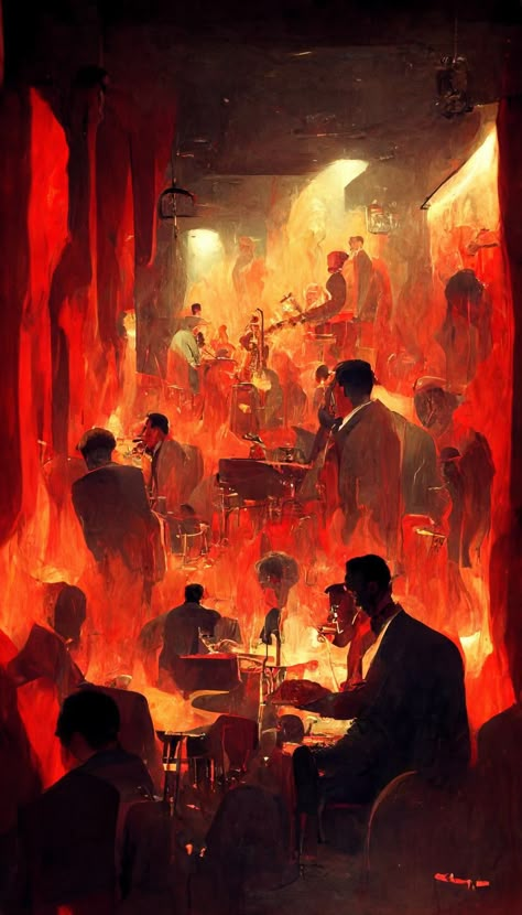 Jazz Bar, Jazz Art, Soyut Sanat Tabloları, 카드 디자인, Red Curtains, Jazz Club, Arte Inspo, Ethereal Art, Dreamy Art