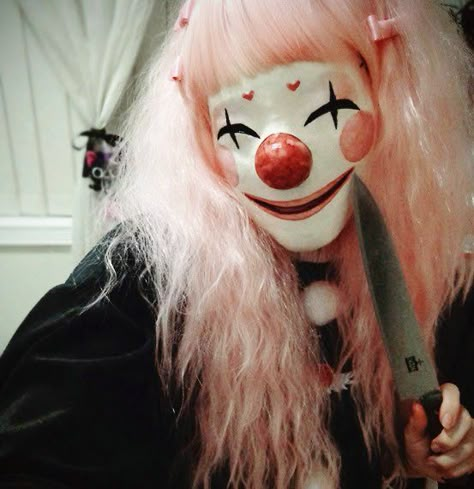 Clown Mask, Creepy Clown, Clown Makeup, Mask, Makeup, Hair, Pink, Make Up