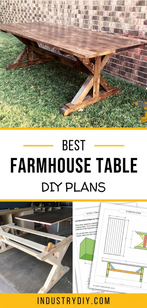 Build Your Own Farmhouse Table, Making A Farmhouse Table, Diy Rustic Outdoor Table, Farmhouse Diy Dining Table, X Farmhouse Table, Rustic Farmhouse Table Plans, Farm Style Dinner Table, Diy Wood Farmhouse Table, Homemade Farm Table