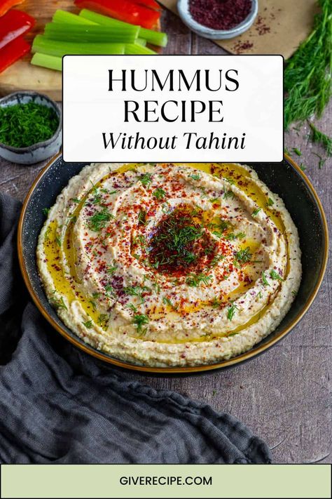 Discover the secret to creamy, delicious hummus without tahini! Creamy, flavorful, and perfect for dipping or spreading. Hummus Without Tahini Healthy, Tahini Free Hummus, Homemade Hummus No Tahini, Diy Hummus Without Tahini, No Tahini Hummus Recipe, No Tahini Hummus, Chickpea Hummus Recipe Without Tahini, Hummus Recipe No Tahini, Homemade Hummus Recipe Without Tahini