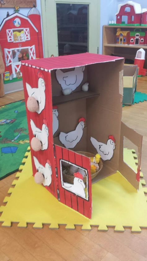 Farm Dramatic Play/ DIY Chicken Coop Farm Dramatic Play, Dramatic Play Diy, Easy Paper Crafts For Kids, Preschool Farm, Farm Theme Preschool, Farm Animal Crafts, Farm Unit, Farm Preschool, Dramatic Play Preschool