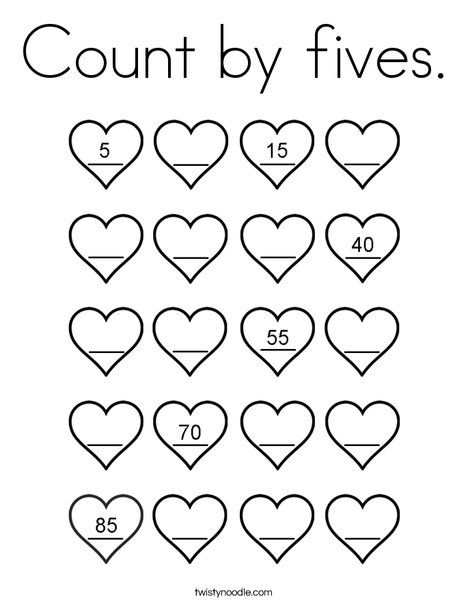 Count by fives Coloring Page - Twisty Noodle How To Read Numbers, Count By 2s, Fill In The Missing Numbers, Number Recognition Worksheets, Counting In 2s, Polka Dot Classroom, Free Printable Numbers, February Holidays, Kindergarten Phonics Worksheets