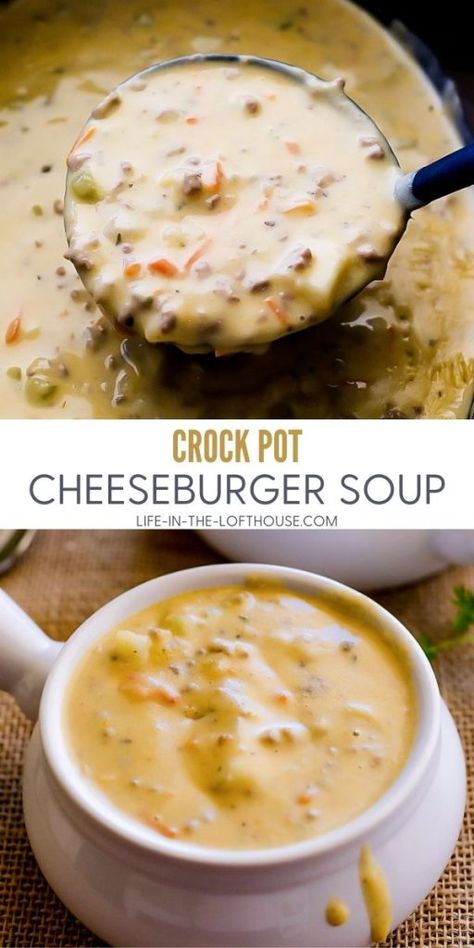 Crockpot Recipes Cheeseburger Soup, Cheeseburger Chowder Crockpot, Easy Cheeseburger Soup Crockpot, Slowcooker Soup Recipes Easy, Cheeseburger Potato Soup, Crockpot Cheeseburger Soup, Slow Cooker Cheeseburger Soup, Cheeseburger Soup Crockpot, Cheesy Soup