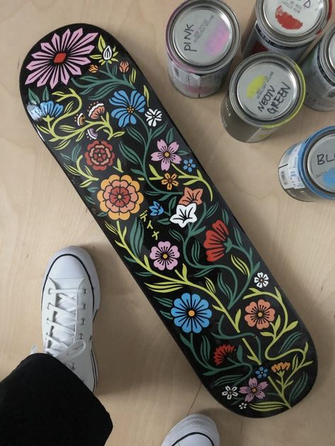 Dana Tanamachi, Deep Ellum Murals, Skate Bord, Painted Skateboard, Learning To Paint, Custom Skates, Longboard Design, Skateboard Aesthetic, Skateboard Deck Art