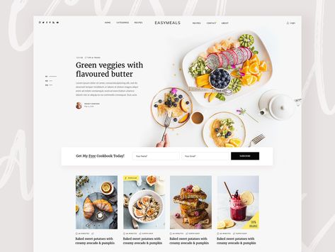 Food Blog Inspiration, Food Blog Template, Cooking Website Design, Food Blog Website Design, Cooking Blog Design, Food Blog Website, Food Blog Design, Food Website Design, Food Ordering Website