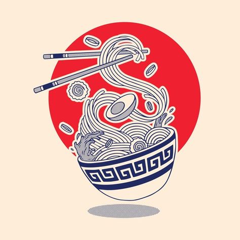 Ramen Illustration Japanese Food, Noodle Cup Illustration, Japanese Food Illustration Art, Ramune Illustration, Ramen Noodle Drawing, Images Pop Art, Noodle Art, Japanese Food Illustration, Illustration Design Graphique