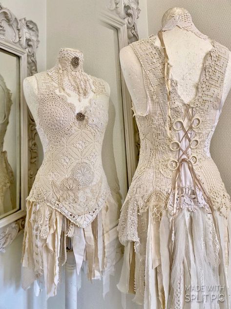 Alternative Fashion Diy, Bohemian Lace Top, Antique Dress Form, Shabby Chic Dress, Boho Lace Top, Shabby Chic Clothes, Vintage Mannequin, Simple Lace, Alternative Bridal