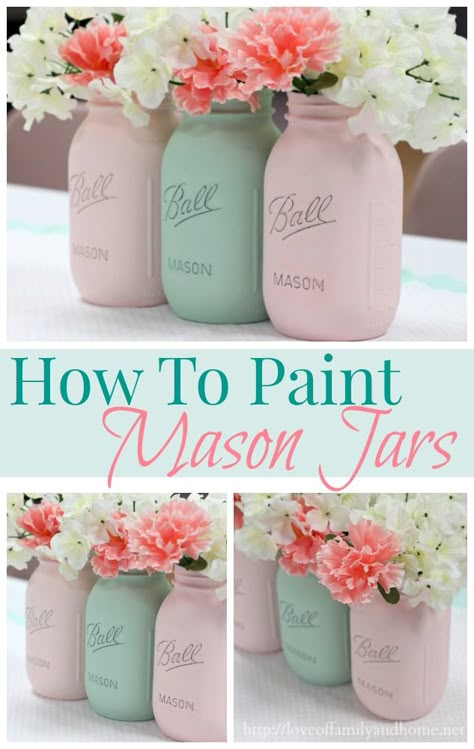 Paint Mason Jars, Jar Projects, Mason Jar Projects, Mason Jar Ideas, Ball Mason Jars, Mother's Day Ideas, Jar Ideas, Jar Diy, Painted Mason Jars