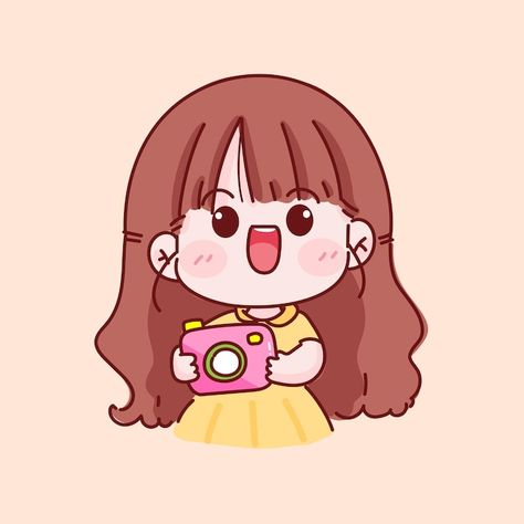 Kawaii Girl Character, Cute Girl Drawing Cartoon, Kids Illustration Character, Cute Animated Characters, Cute Girl Animation, Girl Drawing Cartoon, Cartoon Character Drawings, Girl Cartoon Drawing, Cute Girl Sticker